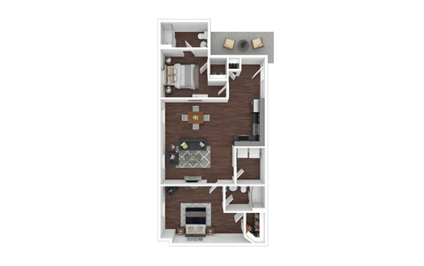 Floor plan for 2 beds, 2 baths, 1115 sqft